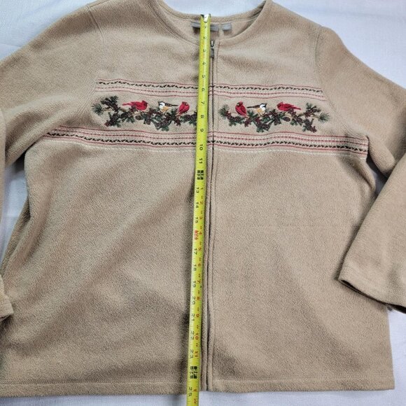 Croft & Barrow Women’s Fleece Jacket 1X Beige Zip Front Embroidered Cardinals Wi - Picture 11 of 11